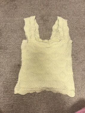 Free People Light Yellow Textured Tank Top